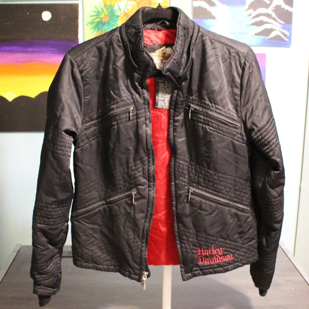 Black and Red Harley Davidson Leather Jacket